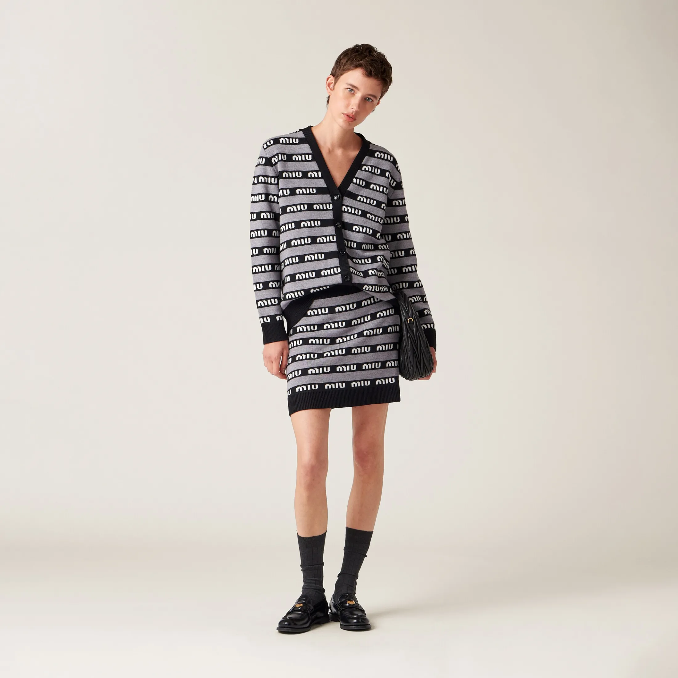 Black Wool Cardigan | Miu Miu