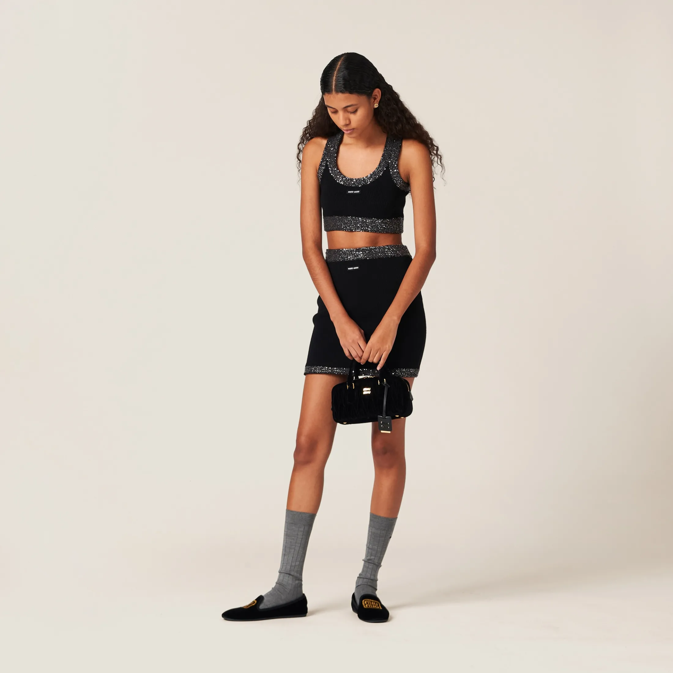 Black/black Cashmere Top | Miu Miu