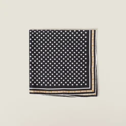 Black/caramel Printed Twill Scarf | Miu Miu