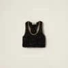 Black/gold Sequined Cotton Crochet Top | Miu Miu