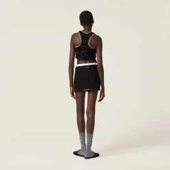 Black/gold Sequined Cotton Crochet Top | Miu Miu