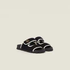 Black/ivory Crochet Knit Slides | Miu Miu