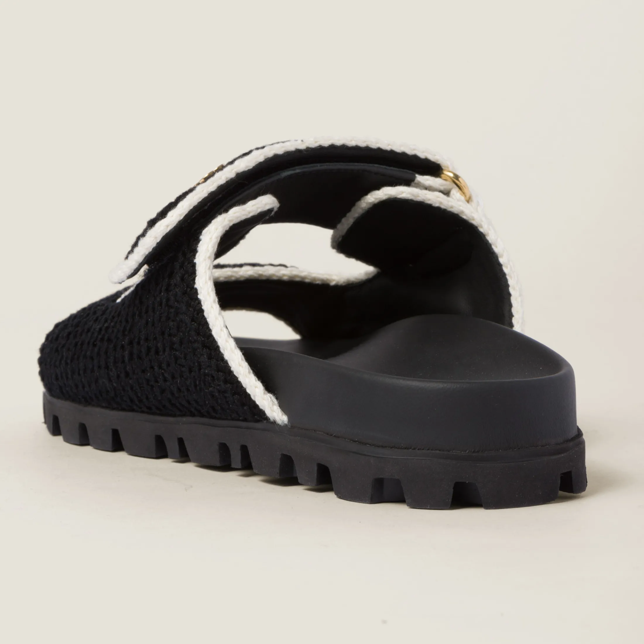 Black/ivory Crochet Knit Slides | Miu Miu