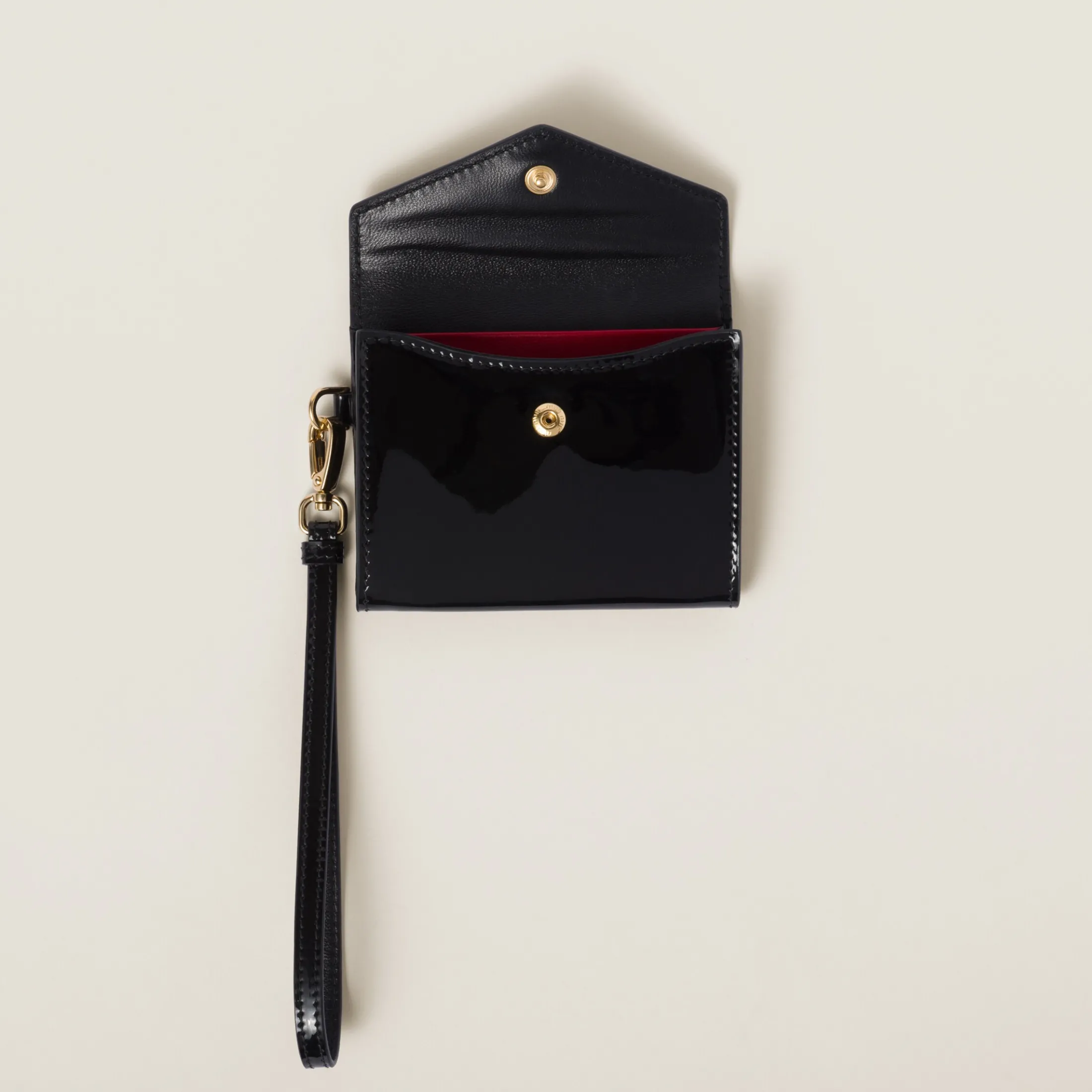 Black/red Patent Leather Card Holder | Miu Miu