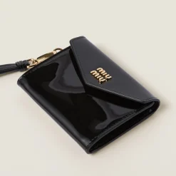Black/red Patent Leather Card Holder | Miu Miu