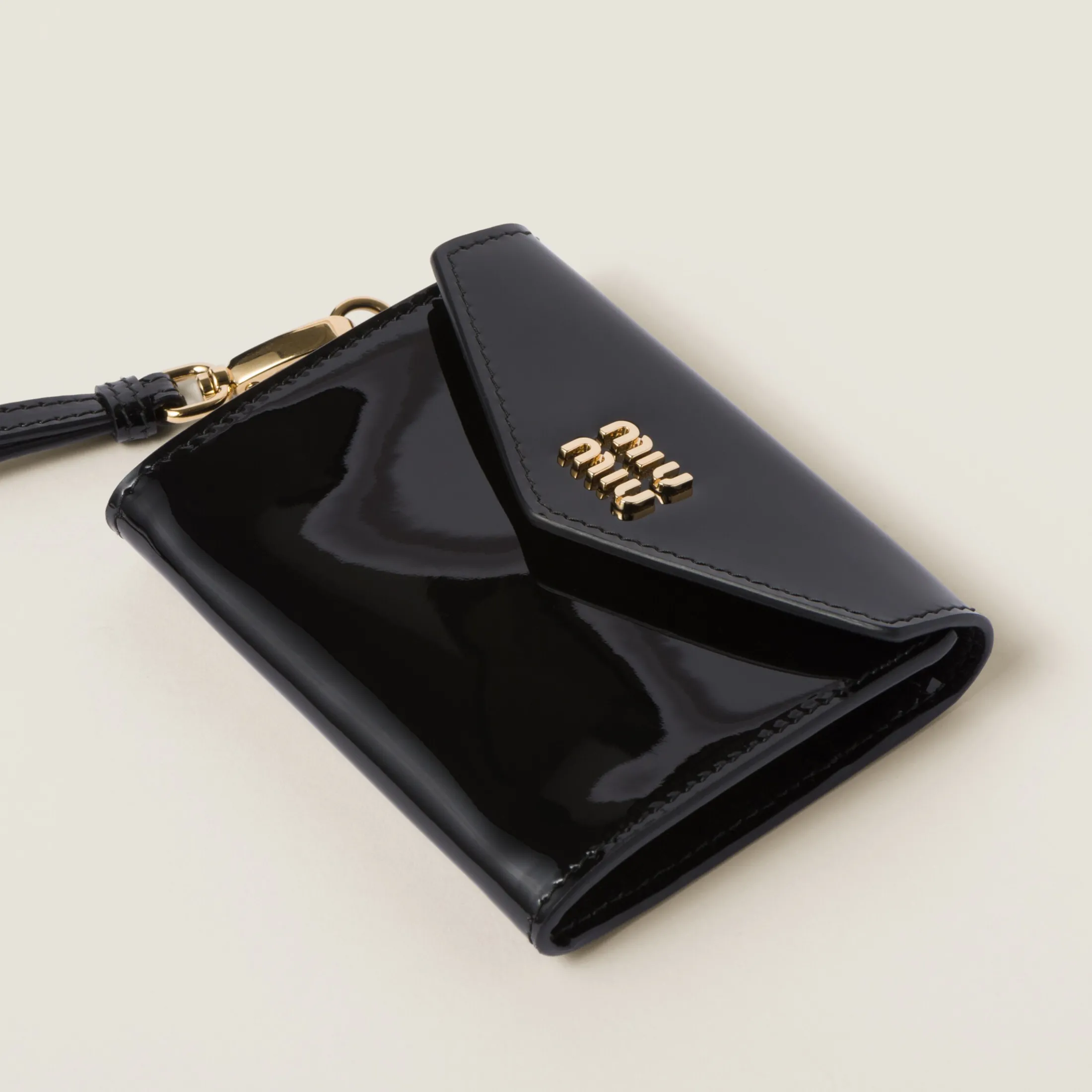 Black/red Patent Leather Card Holder | Miu Miu