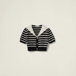 Black/tan Cashmere Knit Cardigan | Miu Miu