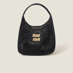 Black/tan Woven Fabric Hobo Bag | Miu Miu