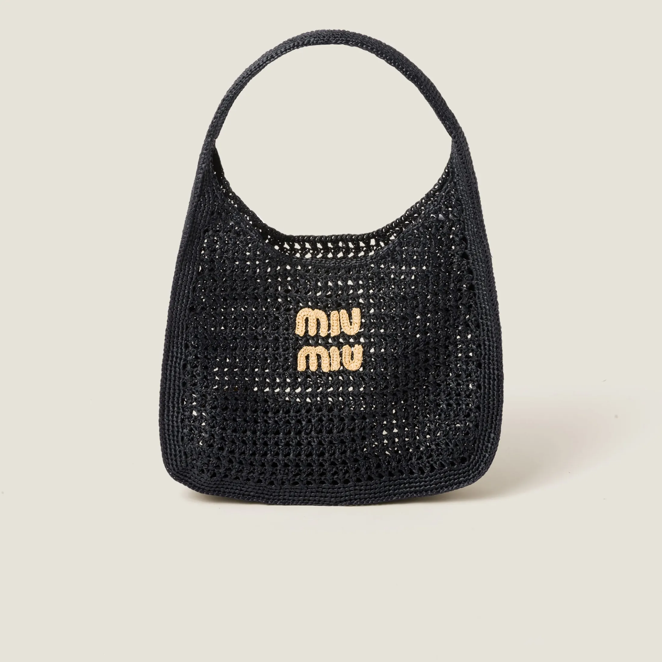Black/tan Woven Fabric Hobo Bag | Miu Miu