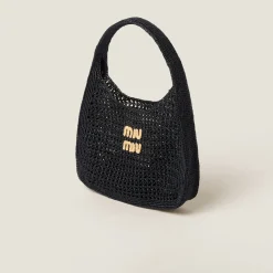 Black/tan Woven Fabric Hobo Bag | Miu Miu