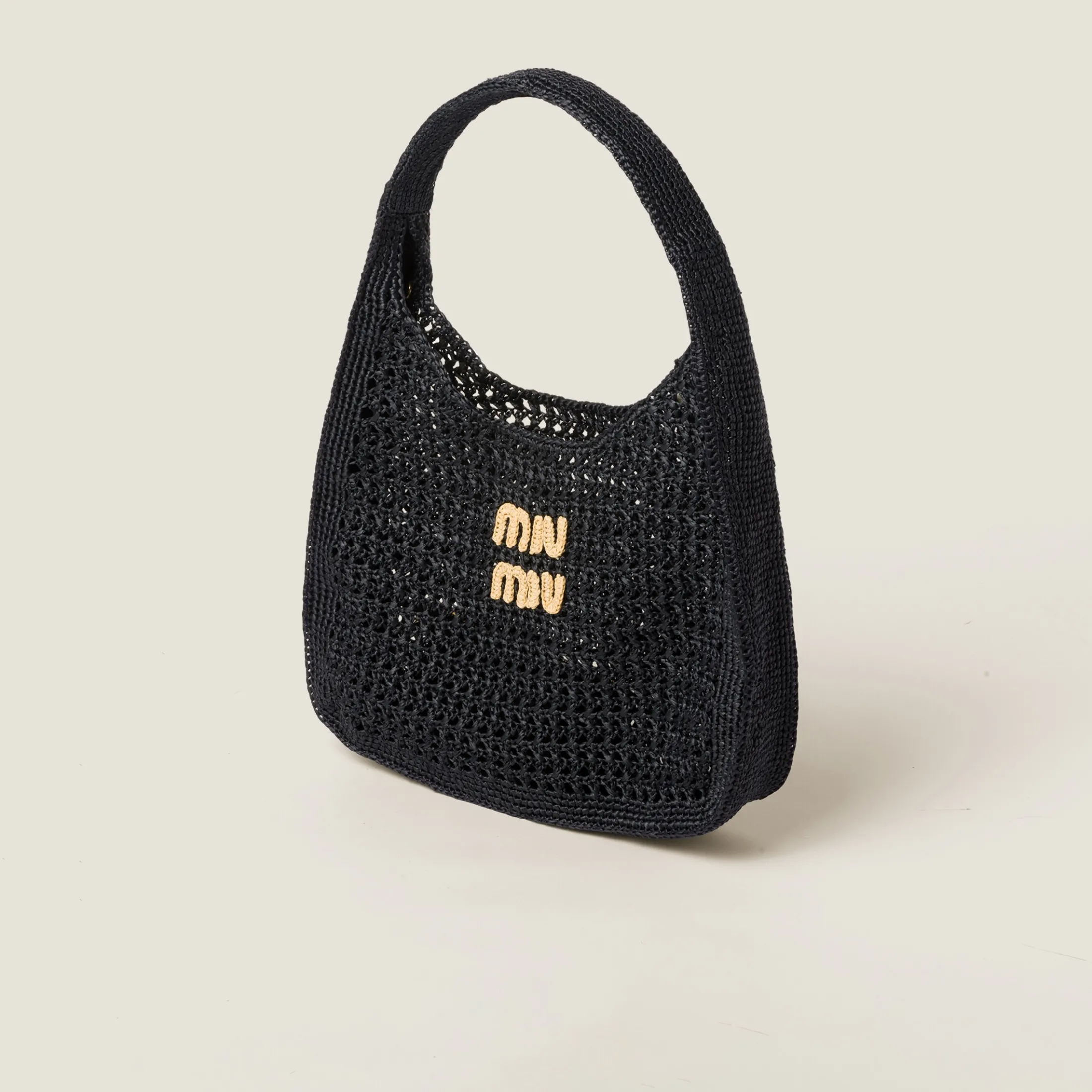 Black/tan Woven Fabric Hobo Bag | Miu Miu