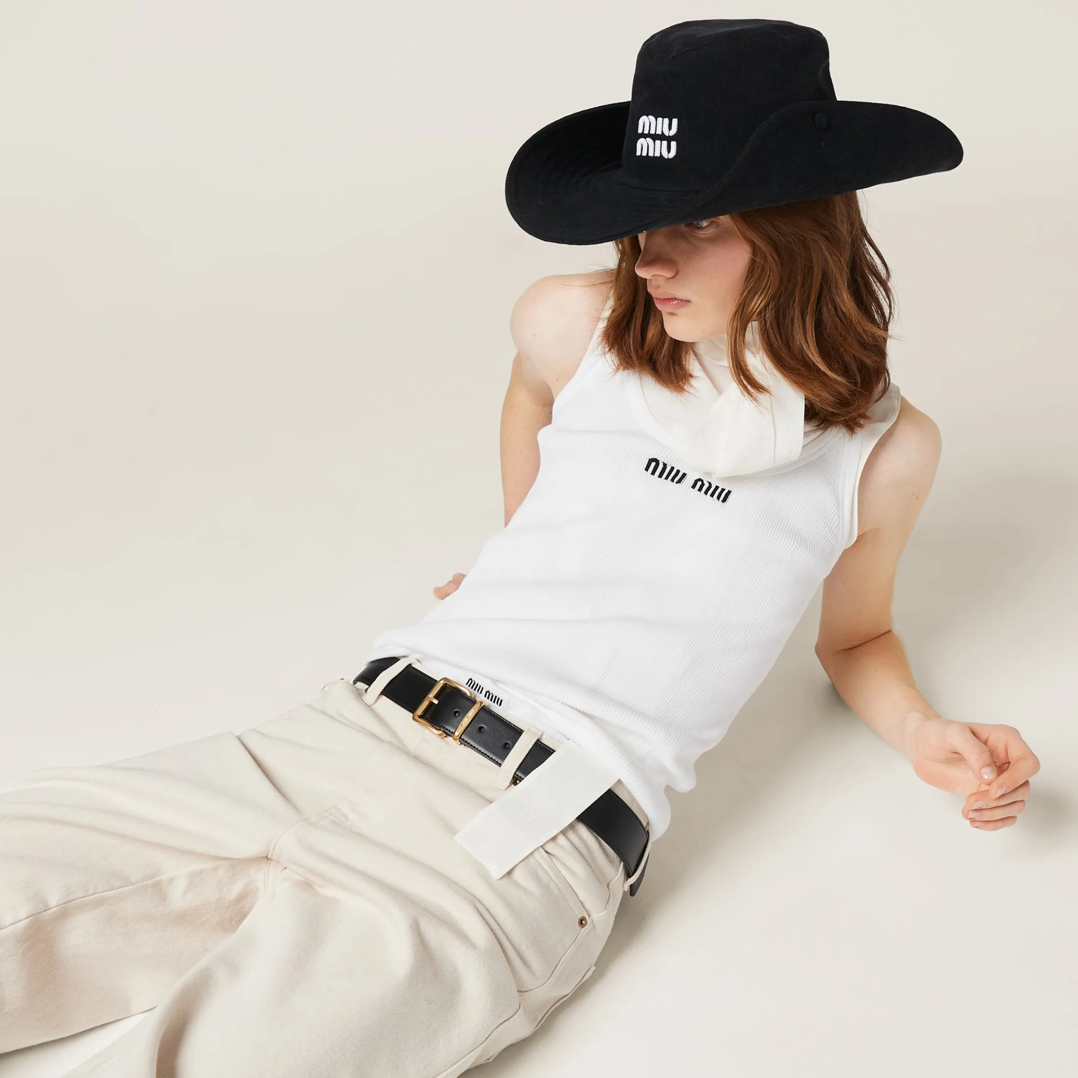 Black/white Denim Hat | Miu Miu