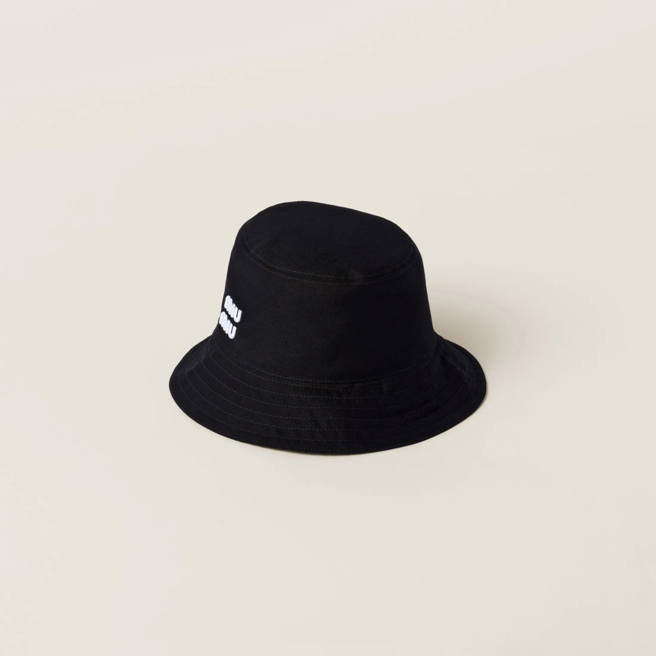 Black/white Drill Bucket Hat | Miu Miu