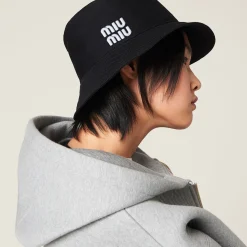 Black/white Drill Bucket Hat | Miu Miu