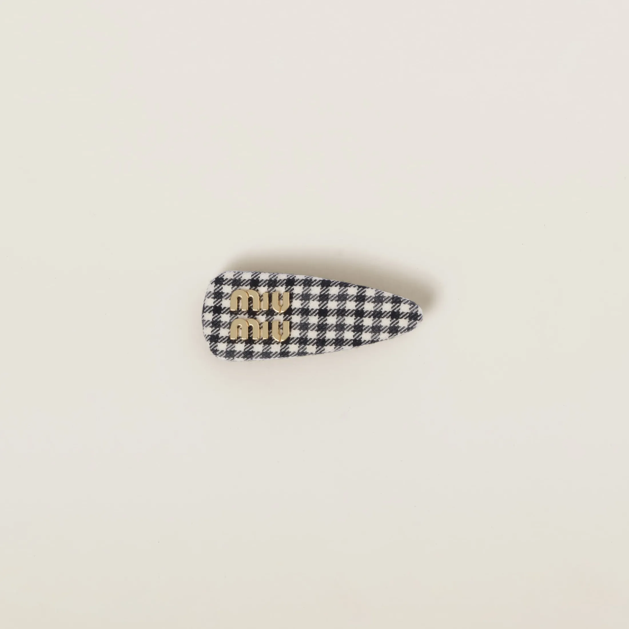 Black/white Gingham Check Wool Hair Clip | Miu Miu