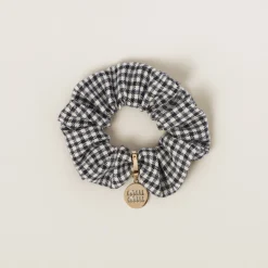 Black/white Gingham Check Wool Scrunchie | Miu Miu