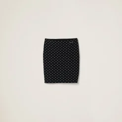 Black/white Polka-dot Viscose Skirt | Miu Miu