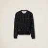 Black/white Polka-dot Viscose Cardigan | Miu Miu