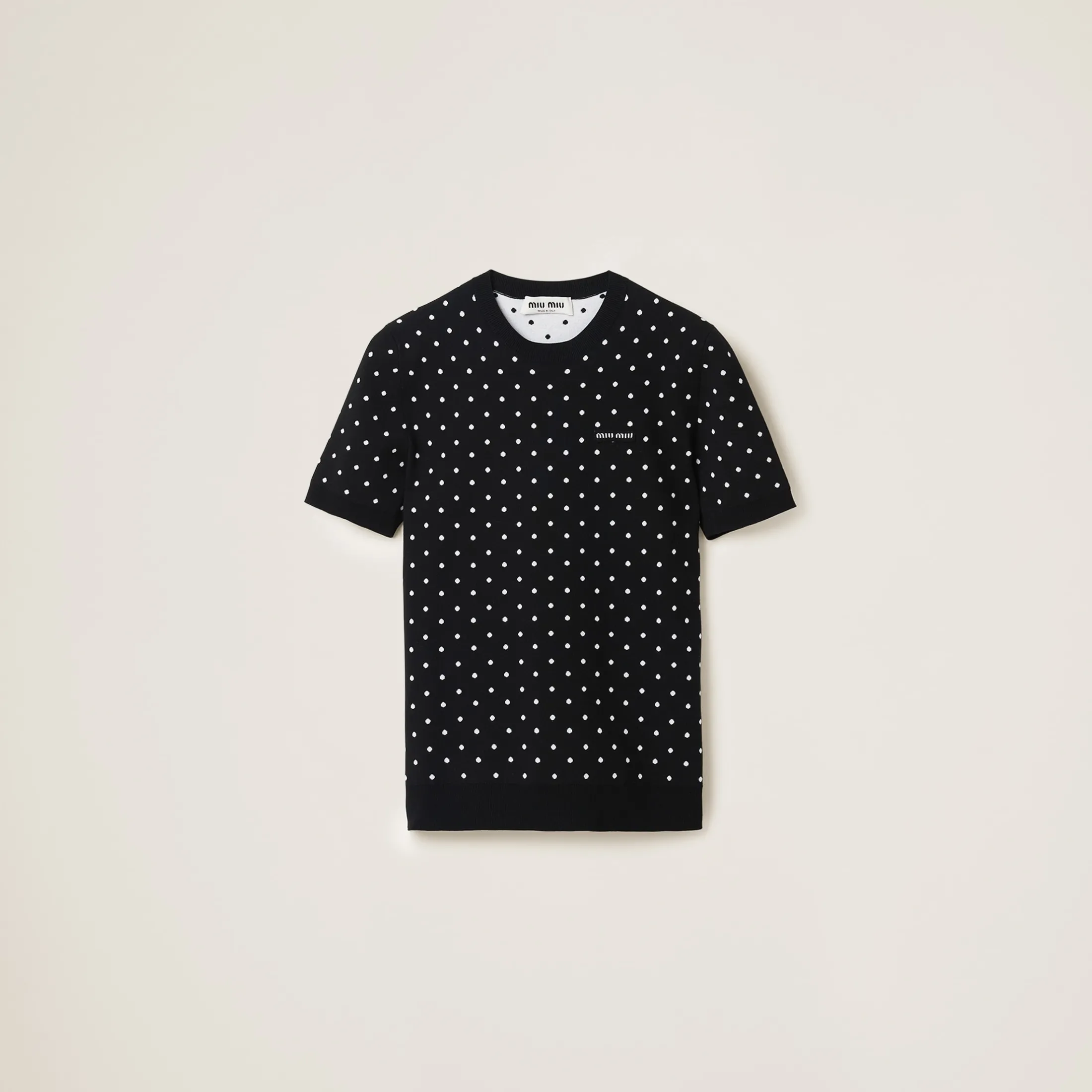 Black/white Polka-dot Viscose Sweater | Miu Miu