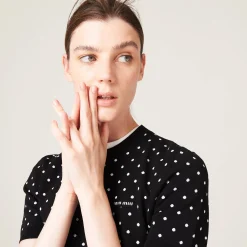 Black/white Polka-dot Viscose Sweater | Miu Miu