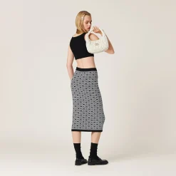 Black/white Viscose Skirt | Miu Miu