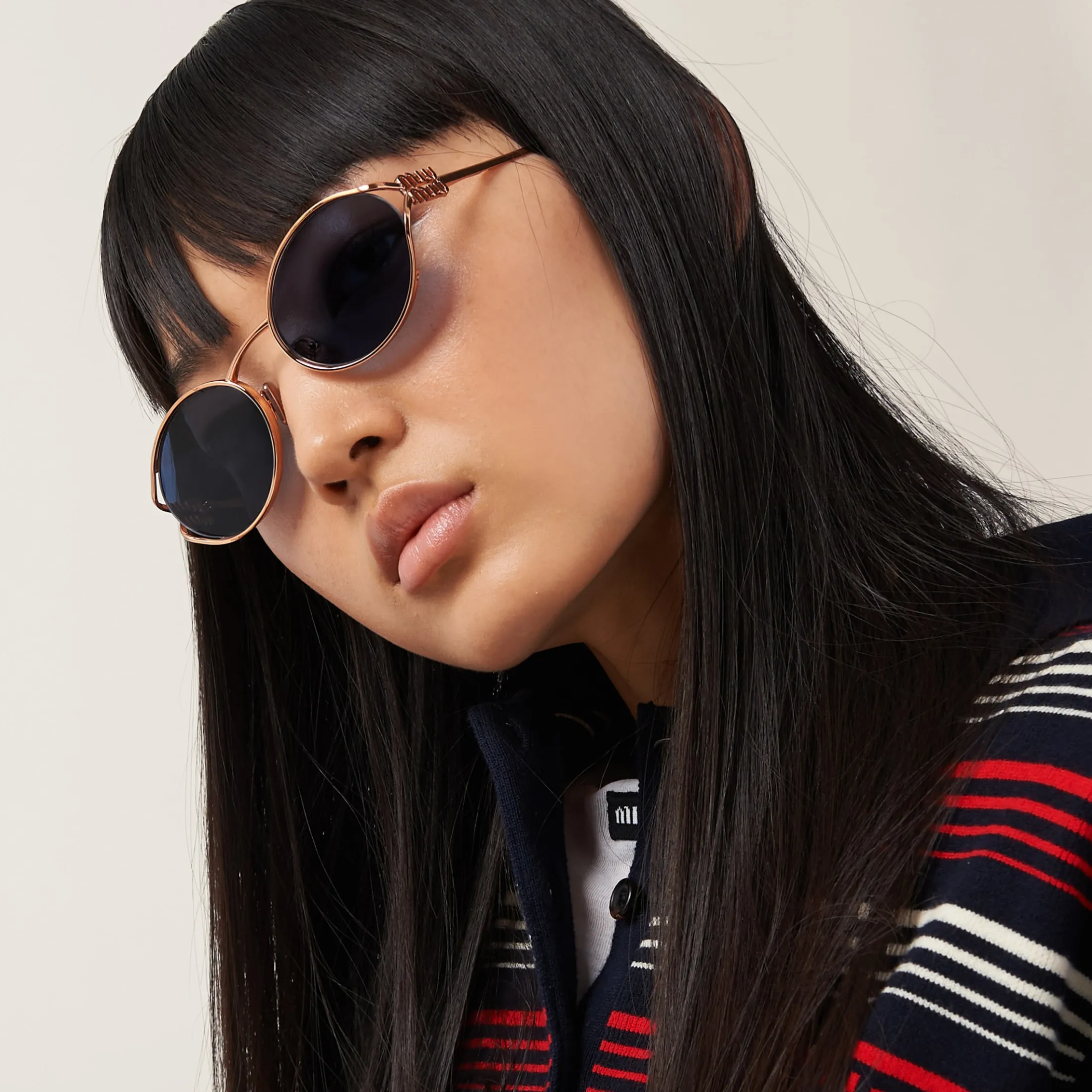 Blue Lenses Miu Miu Logo Sunglasses | Miu Miu