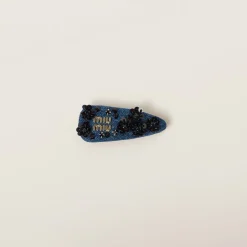 Blue/black Denim Hair Clip | Miu Miu