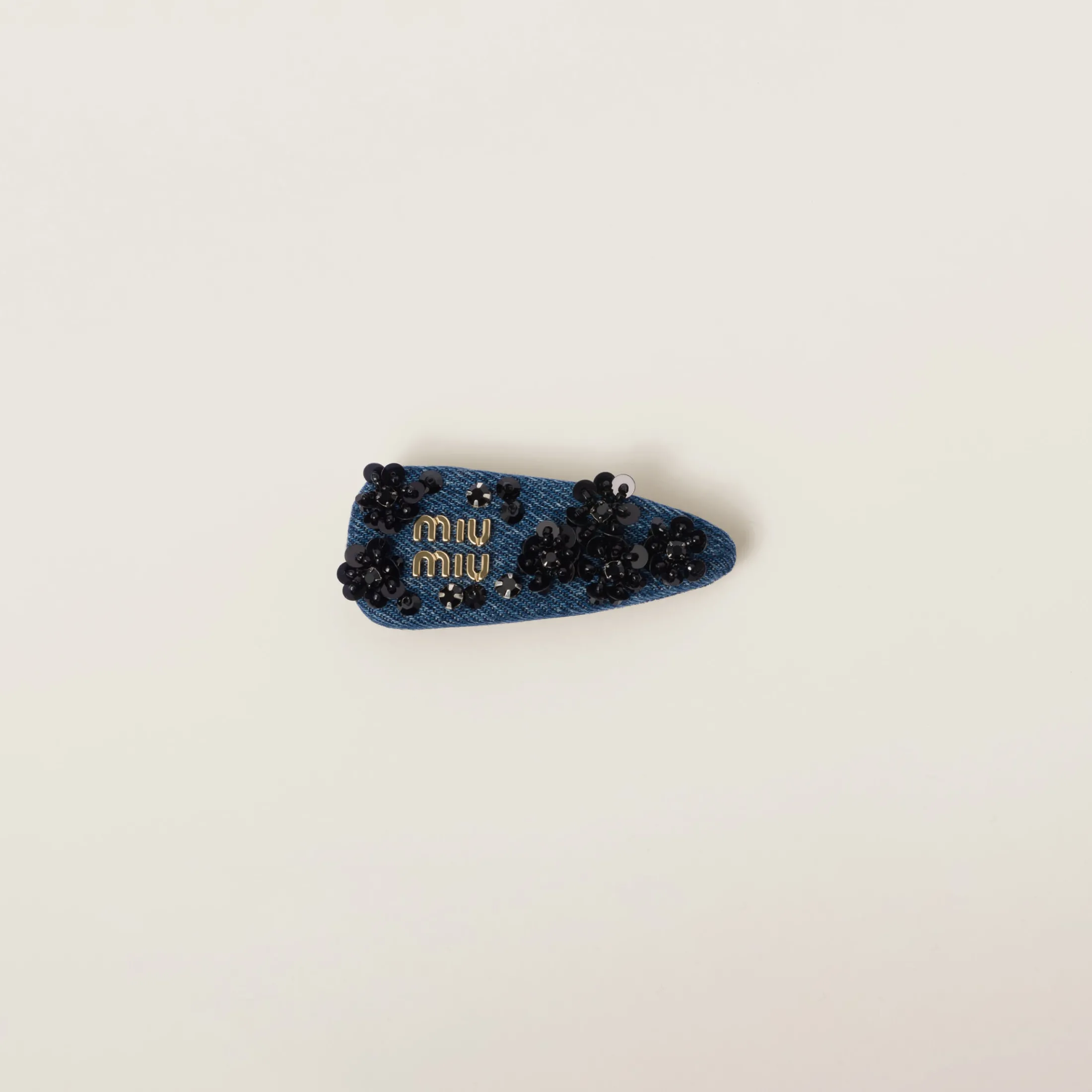 Blue/black Denim Hair Clip | Miu Miu