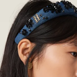 Blue/black Denim Headband | Miu Miu