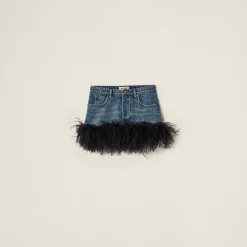 Blue/black Denim Miniskirt | Miu Miu