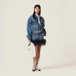 Blue/black Denim Miniskirt | Miu Miu