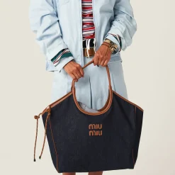 Blue/brandy Ivy Denim Bag | Miu Miu