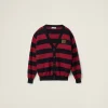 Blue/burgundy Cotton Knit Cardigan | Miu Miu