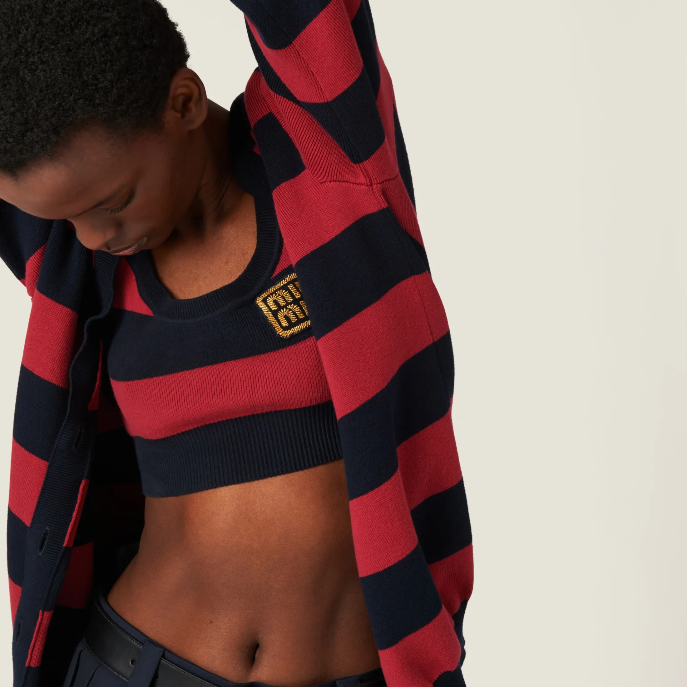 Blue/burgundy Cotton Knit Top | Miu Miu