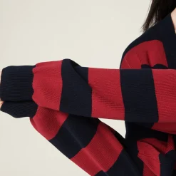 Blue/burgundy Cotton Knit Cardigan | Miu Miu