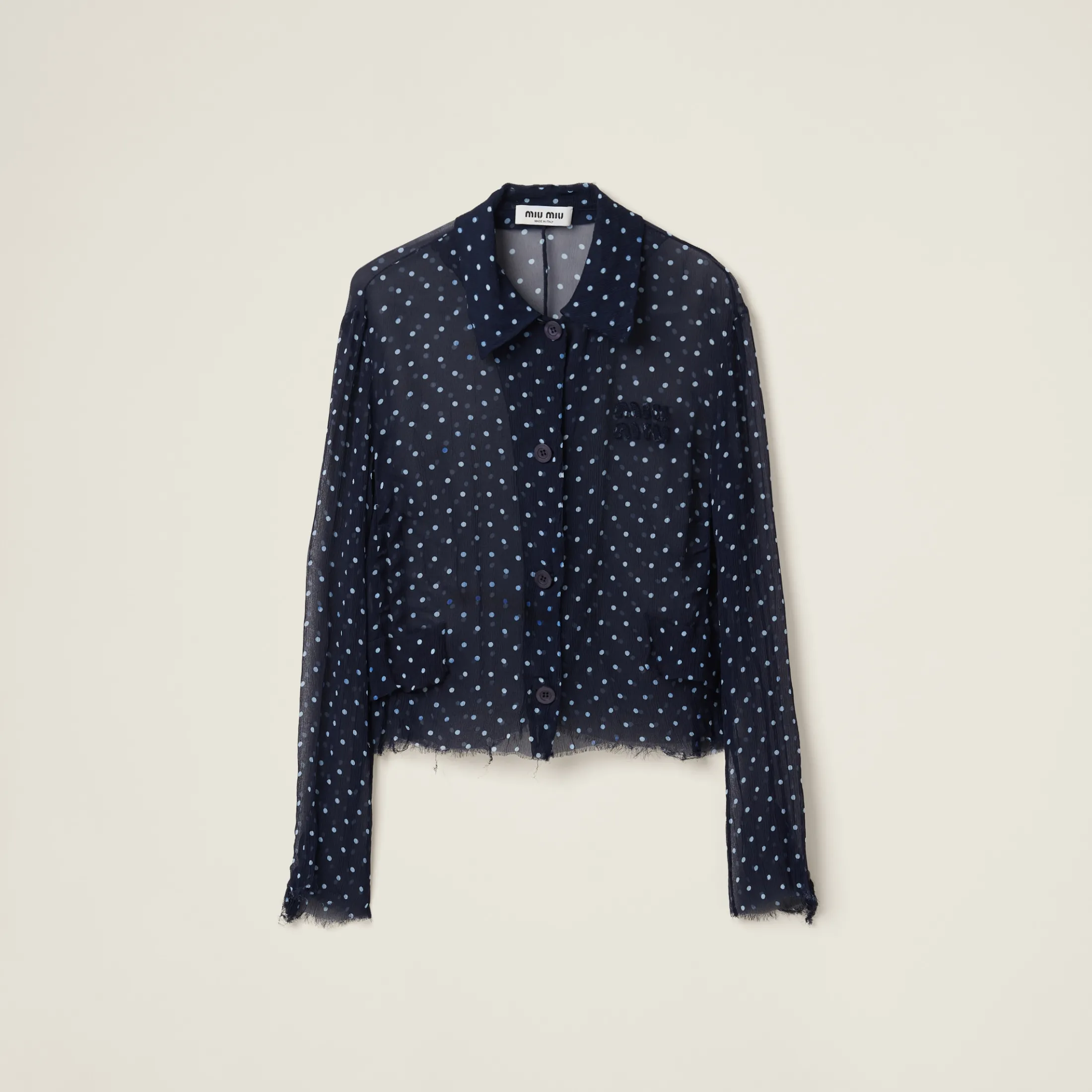 Blue/ivory Chiffon Blouse | Miu Miu