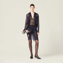 Blue/ivory Chiffon Blouse | Miu Miu