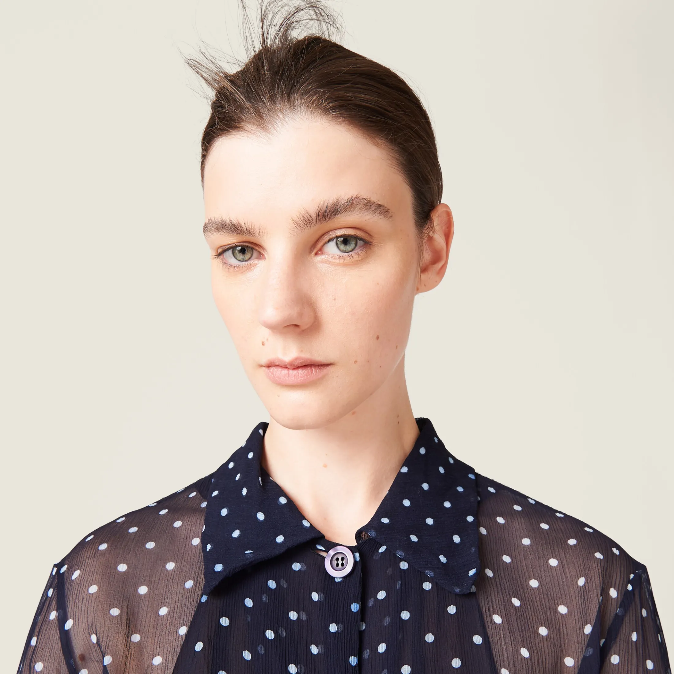 Blue/ivory Chiffon Blouse | Miu Miu