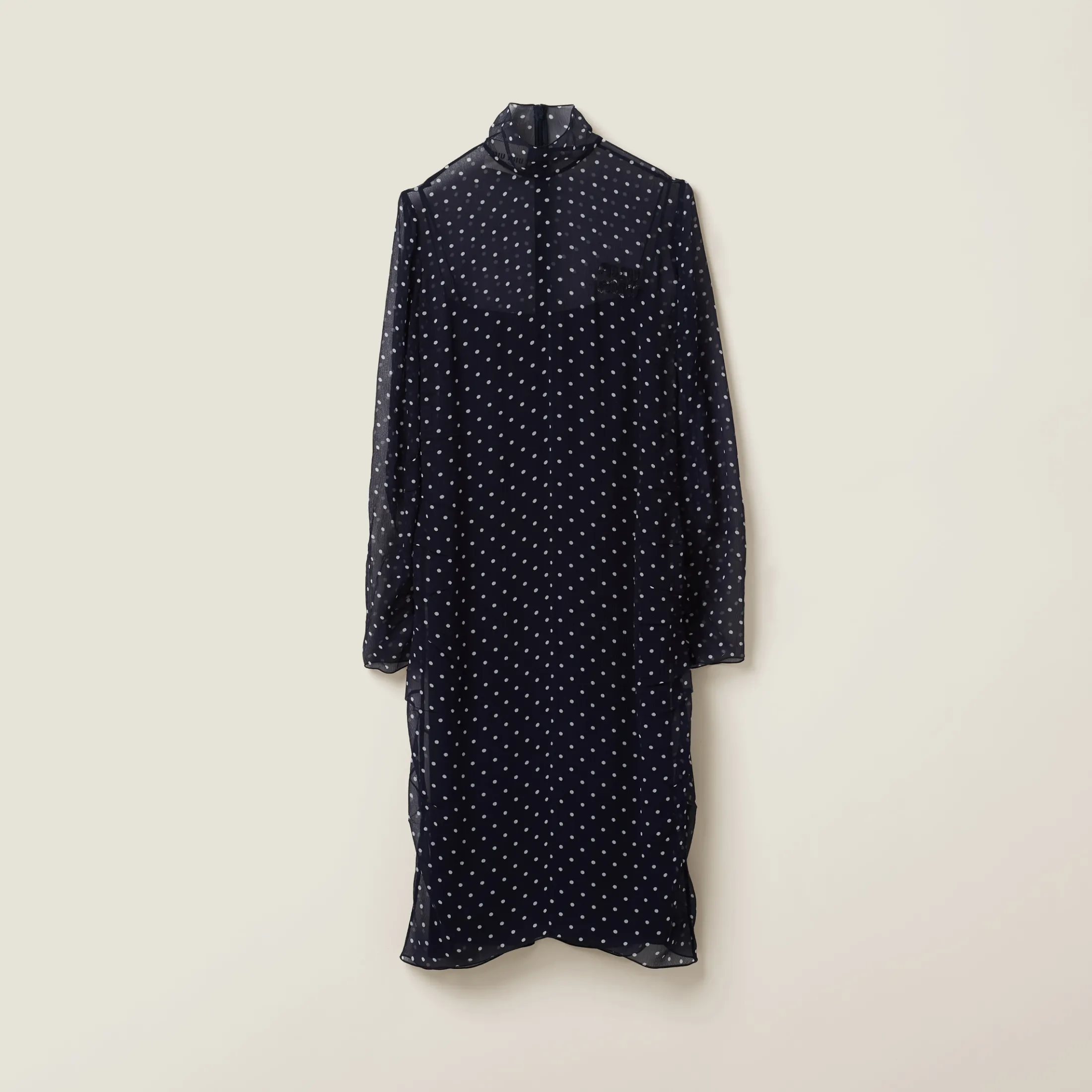 Blue/ivory Polka-dot Chiffon Dress | Miu Miu