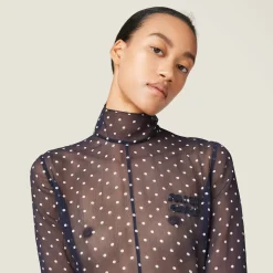 Blue/ivory Polka-dot Chiffon Dress | Miu Miu