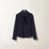 Blue/ivory Polka-dot Crepe De Chine Shirt | Miu Miu