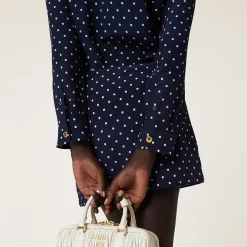 Blue/ivory Polka-dot Crepe De Chine Shirt | Miu Miu