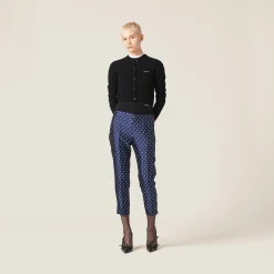 Blue/ivory Polka-dot Silk And Wool Pants | Miu Miu