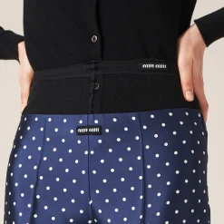 Blue/ivory Polka-dot Silk And Wool Pants | Miu Miu