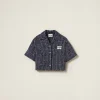 Blue/ivory Single-breasted Checked Tweed Jacket | Miu Miu