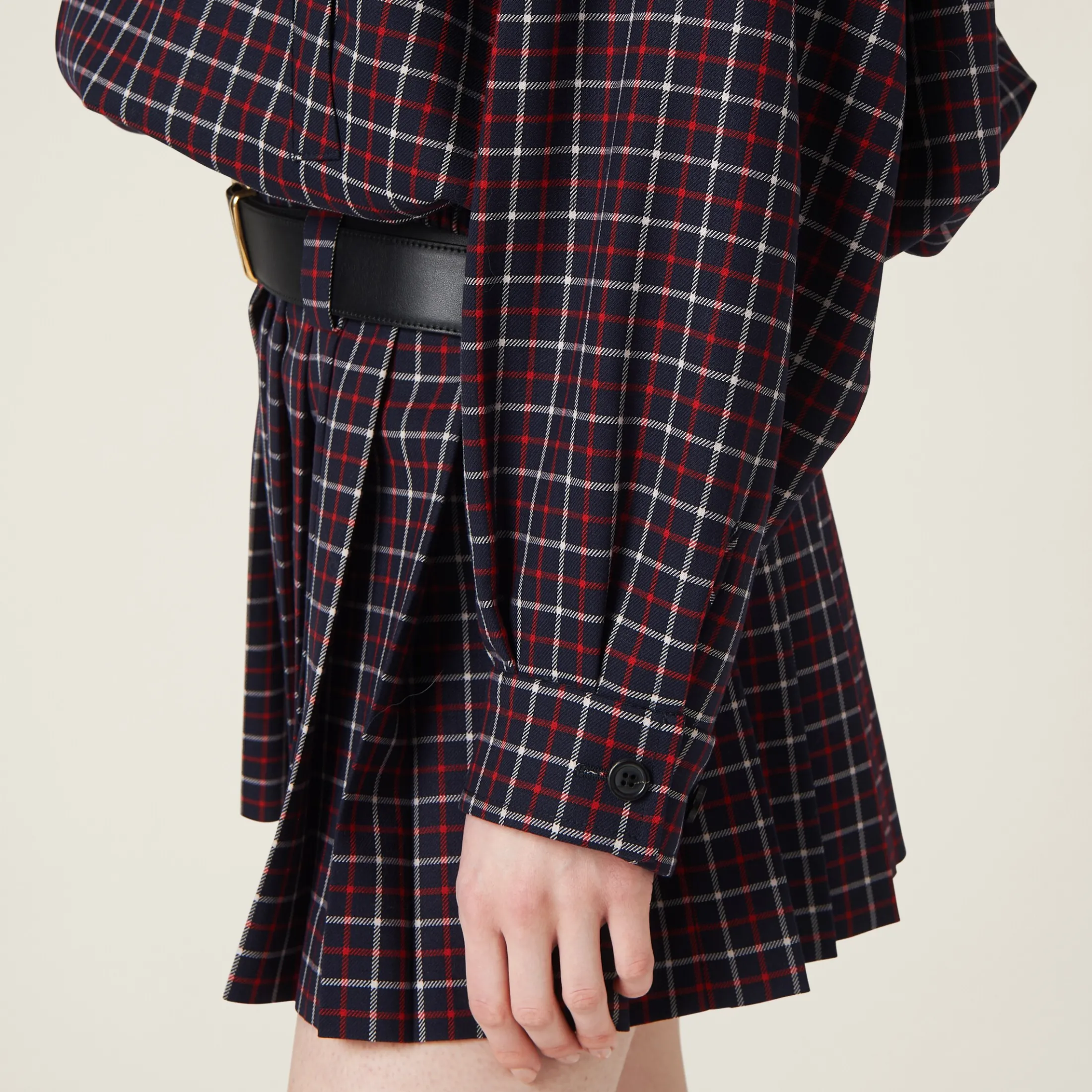 Blue/red Checked Wool Blouson Jacket | Miu Miu
