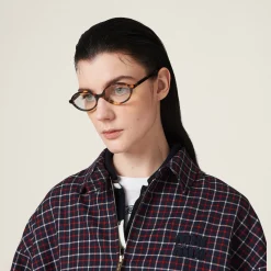 Blue/red Checked Wool Blouson Jacket | Miu Miu