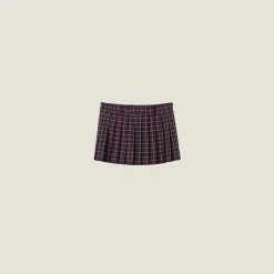 Blue/red Checked Wool Miniskirt | Miu Miu