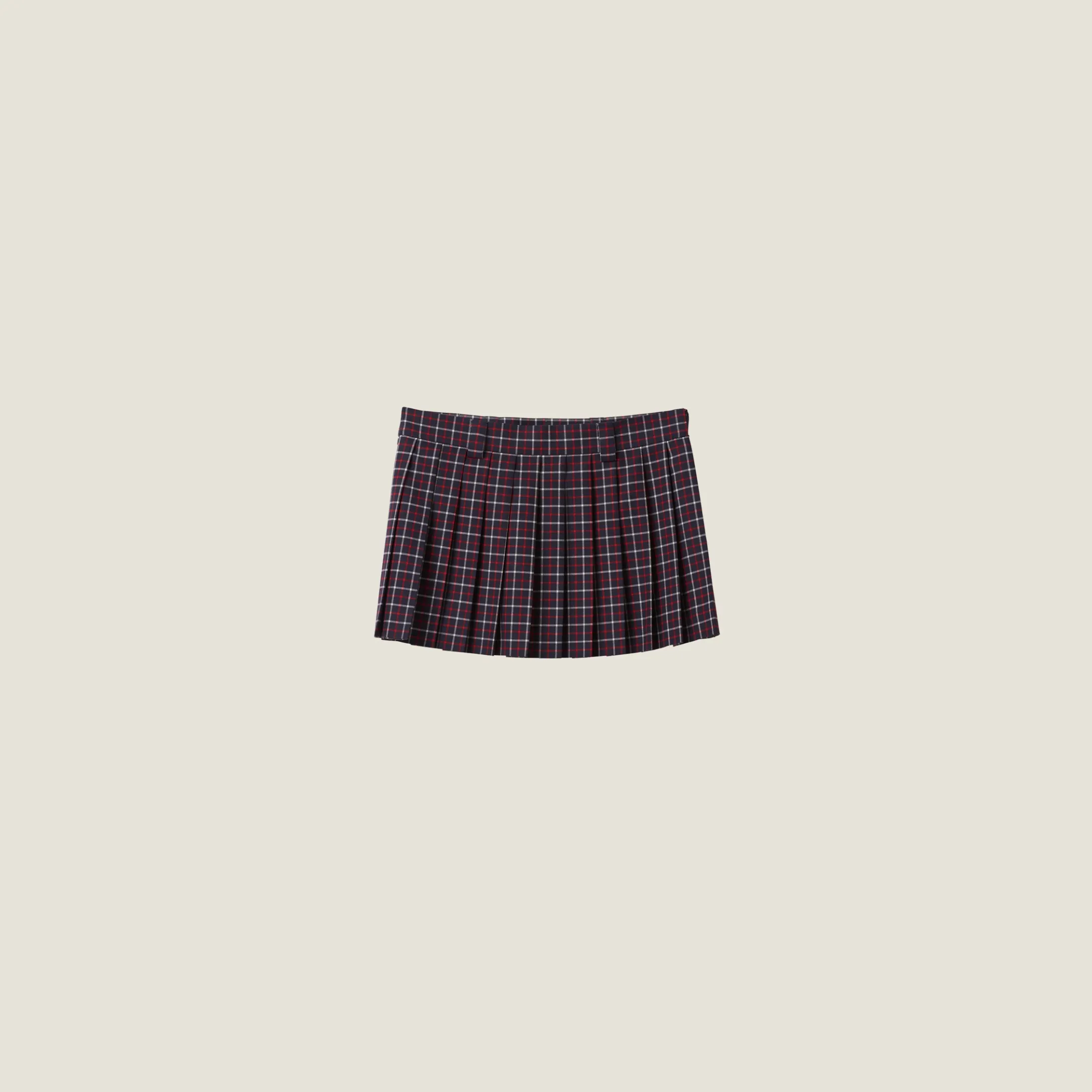 Blue/red Checked Wool Miniskirt | Miu Miu