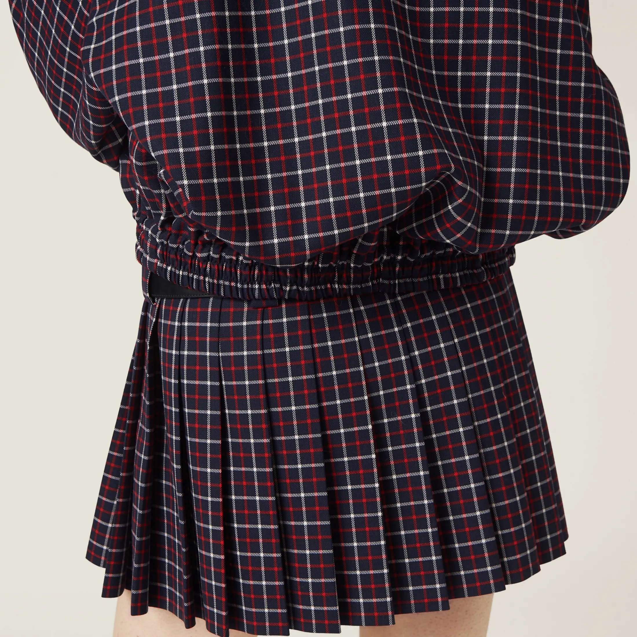 Blue/red Checked Wool Miniskirt | Miu Miu